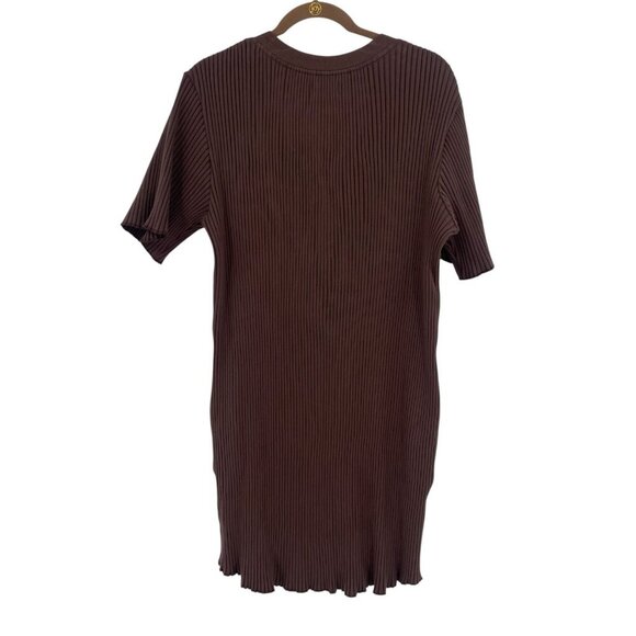 Rowan Size Large Brown Alison Rib Tee Shirt Dress Mini Pockets - Picture 5 of 14